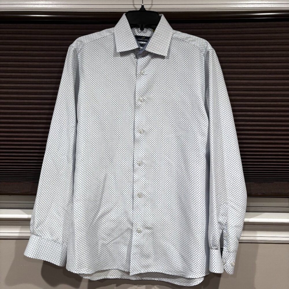 Azaro Uomo Men's Business Geometric Long Sleeve Button Down Shirt SZ: M